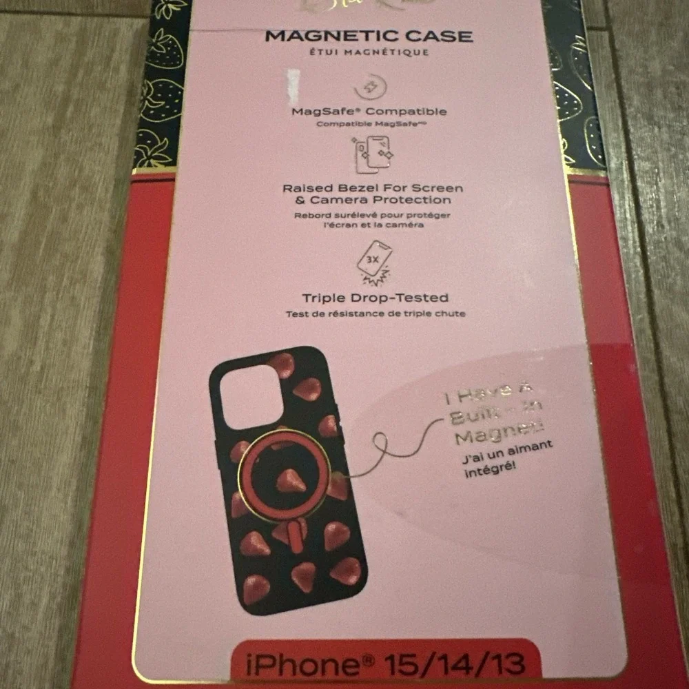 Isla Rae Protective iPhone Case 13 / 14 / 15 MagSafe‎ Magnetic Strawberries NEW
